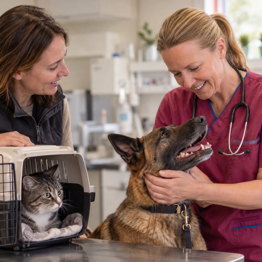 Hund och katt får omsorg vid veterinärbesök